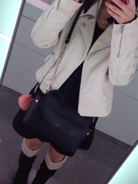 「ROGER AND RAW（ロジャーアンドロウ）のアイテム（ライダースジャケット）」を使った、ZARさん（レディース・152cm）の春コーディネート