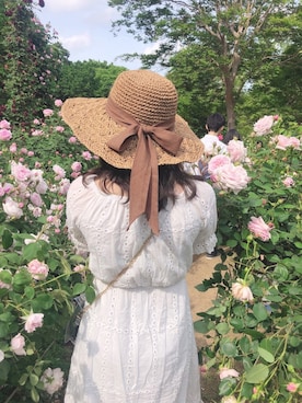 「flower」｜「アイテム（帽子）」を使った、hono.さん（レディース・159cm）の春コーディネート