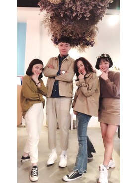 「CACO（カコ）のアイテム（ジャケット/アウター）」を使った、cianさん（レディース・163cm）の春コーディネート