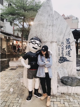 「CACO（カコ）のアイテム（ジャケット/アウター）」を使った、cianさん（レディース・163cm）の春コーディネート