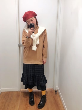 「Dr. Martens（ドクターマーチン）のDr.ﾏｰﾁﾝ　1460　8ホール（ブーツ）」を使った、cianさん（レディース・163cm）の冬コーディネート