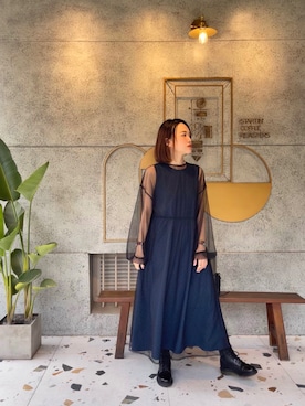 「Dr. Martens（ドクターマーチン）のDr.ﾏｰﾁﾝ　1460　8ホール（ブーツ）」を使った、cianさん（レディース・163cm）の冬コーディネート