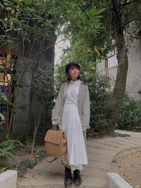 「Dr. Martens（ドクターマーチン）のDr.ﾏｰﾁﾝ　1460　8ホール（ブーツ）」を使った、cianさん（レディース・163cm）の春コーディネート