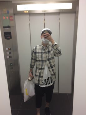 「M（エム）のアイテム（キャップ）」を使った、不可思議不思議さん（メンズ・173cm）の夏コーディネート