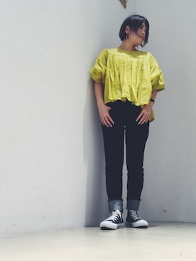 「SEVENDAYS=SUNDAY（セブンデイズサンデイ）のアイテム（シャツ/ブラウス）」を使った、めのさん（レディース・152cm）の春コーディネート