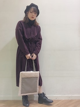 「ムートン」｜「アイテム（その他）」を使った、めのさん（レディース・151cm）の冬コーディネート