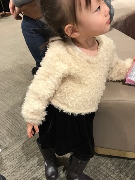 「BREEZE（ブリーズ）のアイテム（ブーツ、ブラウン系）」を使った、Mikuさん（キッズ）の冬コーディネート