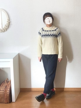 「URBAN RESEARCH Sonny Label（アーバンリサーチサニーレーベル）のアイテム（ニット/セーター、ホワイト系）」を使った、𝕂𝕒𝕋（きゃっと）さん（レディース・150cm）の冬コーディネート
