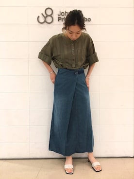 「Johnbull Private labo（ジョンブルプライベートラボ）のアイテム（スカート）」を使った、MAIさん（レディース・163cm）の夏コーディネート