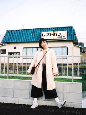 「Samansa Mos2（サマンサ モスモス）のアイテム（ピーコート）」を使った、Jobbieさん（レディース・155cm）の春コーディネート