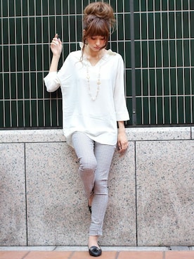 「スキッパーシャツ」｜フェリーニさん（レディース・166cm）の冬コーディネート