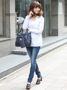 「スキッパーシャツ」｜フェリーニさん（レディース・166cm）の春コーディネート