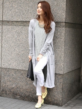 「ロングカーディガン」｜フェリーニさん（レディース・156cm）の春コーディネート