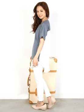 「白デニム」｜フェリーニさん（レディース・156cm）の夏コーディネート