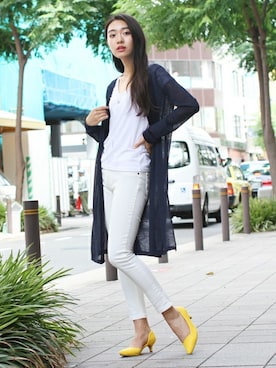 「ロングカーディガン」｜フェリーニさん（レディース・167cm）の夏コーディネート