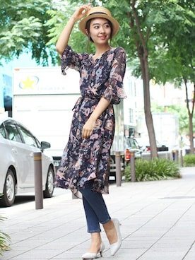「ボタニカル」｜「アイテム（ワンピース）」を使った、フェリーニさん（レディース・167cm）の夏コーディネート