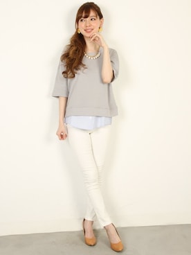 「白デニム」｜フェリーニさん（レディース・162cm）の夏コーディネート