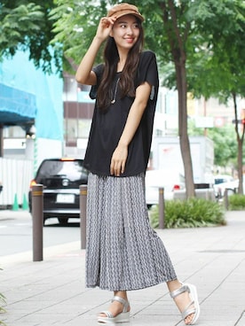 「スカーチョ」｜フェリーニさん（レディース・167cm）の夏コーディネート