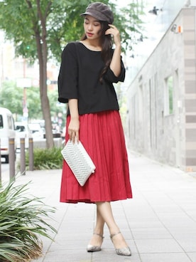 「パイソン柄」｜フェリーニさん（レディース・167cm）の秋コーディネート