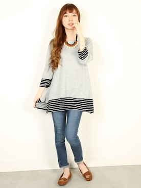 「体型カバー」｜「アイテム（チュニック）」を使った、フェリーニさん（レディース・162cm）の秋コーディネート