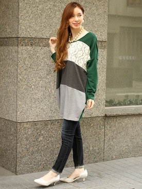 「アイテム（チュニック）」を使った、フェリーニさん（レディース・162cm）の秋コーディネート