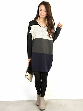 「アイテム（チュニック）」を使った、フェリーニさん（レディース・156cm）の秋コーディネート