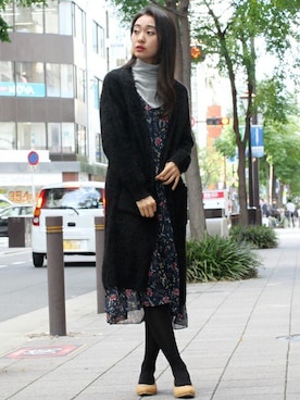 「ロングカーディガン」｜フェリーニさん（レディース・167cm）の秋コーディネート