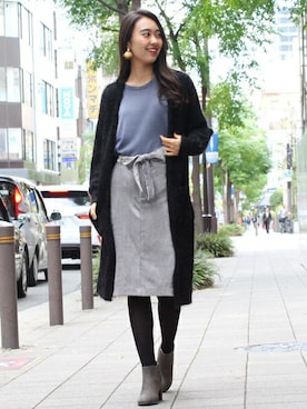 「ロングカーディガン」｜フェリーニさん（レディース・167cm）の秋コーディネート