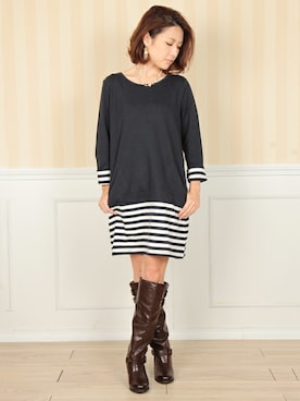 「ミニワンピ」｜フェリーニさん（レディース・156cm）の冬コーディネート