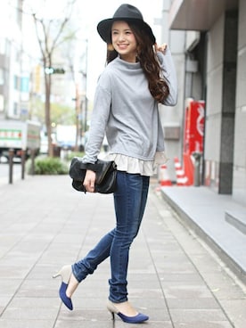 「FELLINI（フェリーニ）のアイテム」を使った、フェリーニさん（レディース・156cm）の冬コーディネート