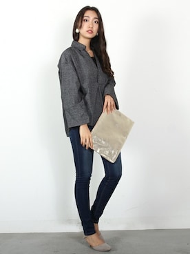 「スキッパーシャツ」｜フェリーニさん（レディース・167cm）の冬コーディネート