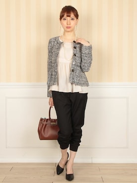 「ノーカラージャケット」｜フェリーニさん（レディース・162cm）の春コーディネート