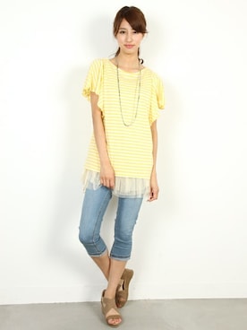 「FELLINI（フェリーニ）のアイテム（パンツ）」を使った、フェリーニさん（レディース・166cm）の春コーディネート