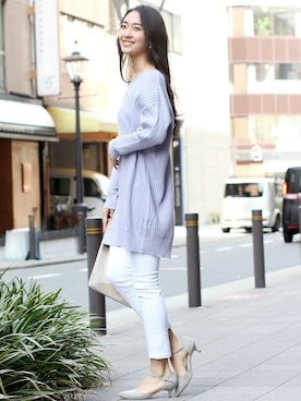 「ホワイトデニム」｜「アイテム（チュニック）」を使った、フェリーニさん（レディース・167cm）の春コーディネート