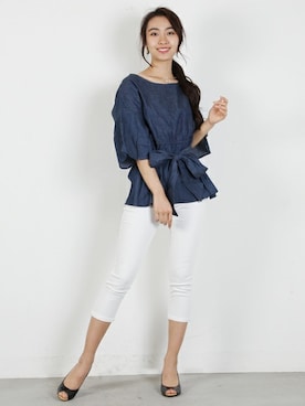 「ネイビー×ホワイト」｜フェリーニさん（レディース・167cm）の春コーディネート