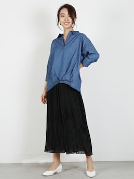 「スキッパーシャツ」｜フェリーニさん（レディース・167cm）の春コーディネート