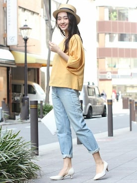 「ボーイフレンドデニム」｜フェリーニさん（レディース・167cm）の春コーディネート