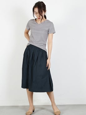 「Vネック」｜フェリーニさん（レディース・167cm）の夏コーディネート