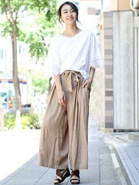 「袖コンシャス」｜フェリーニさん（レディース・167cm）の夏コーディネート