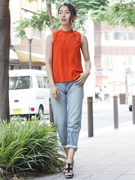 「ボーイフレンドデニム」｜フェリーニさん（レディース・167cm）の夏コーディネート