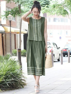 「柄」｜フェリーニさん（レディース・167cm）の夏コーディネート