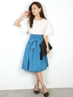 「袖レース」｜フェリーニさん（レディース・156cm）の夏コーディネート