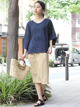 「ナロースカート」｜フェリーニさん（レディース・167cm）の夏コーディネート