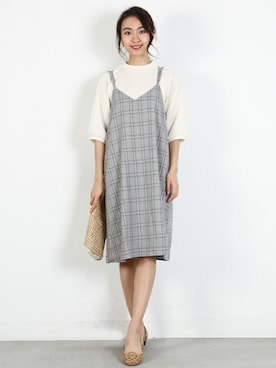「ひざ丈ワンピース」｜フェリーニさん（レディース・167cm）の夏コーディネート