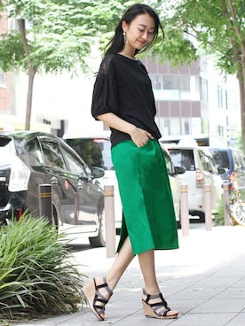 「ナロースカート」｜フェリーニさん（レディース・167cm）の夏コーディネート