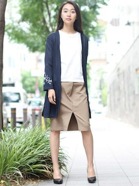 「ロングカーディガン」｜フェリーニさん（レディース・167cm）の秋コーディネート