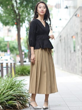 「ギャザーブラウス」｜フェリーニさん（レディース・167cm）の秋コーディネート