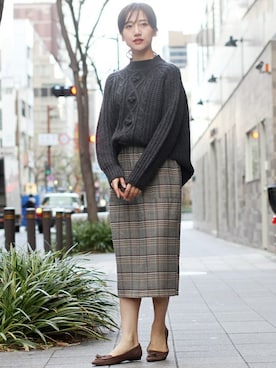 「ナロースカート」｜フェリーニさん（レディース・164cm）の冬コーディネート