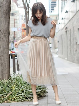 「裾レース」｜フェリーニさん（レディース・164cm）の春コーディネート