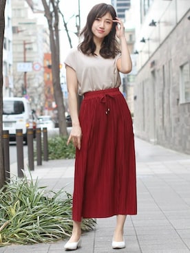 「プリーツ」｜フェリーニさん（レディース・164cm）の春コーディネート